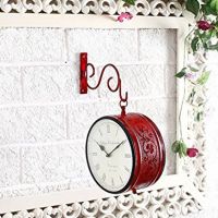 Mint Wood Mint Double Side Red Vintage Station Clock Red