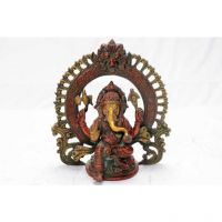 Pure Divine Chaturbhuj Shree Ganesha Sitting On Singhasan