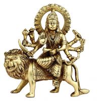 Pure Divine Goddess Durga With Lion