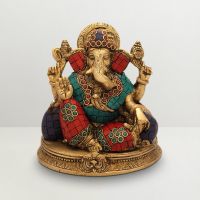 Pure Divine Resting Ganesha Green And Red