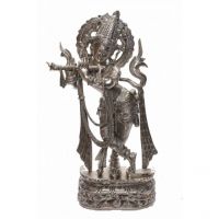 Pure Divine Silver Tribhangi Krishna With Flute