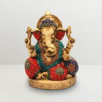 Pure Divine Sitting Ganesha Green And Red