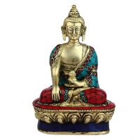 Pure Divine Stone Buddha Sitting Turquoise Coral Color