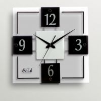 Safal Quartz Four Squared Beauty Wall Clock Black And White