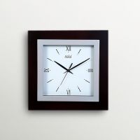 Safal Quartz Square Brown Frame Wall Clock
