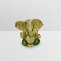 Shilp Flat Ear Tiny Ivory And Green Ganesha