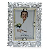 Simply Chic Embellished White Photo Frame Silver