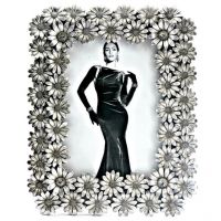 Simply Chic Metallic Flower Photo Frame Silver