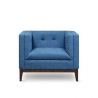 Afydecor Modern Chair With Tuxedo Arms And Tuftings Blue