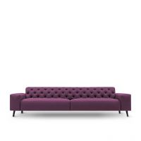 Afydecor Transitional Sofa With Broad Arms And Tufted Back Purple