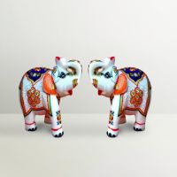 Chitra Handicraft Marble Decorative Elephant Pair