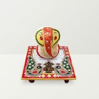 Chitra Handicraft Marble Red Chowki Ganesh