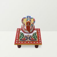 Chitra Handicraft Marble Square Shaped Chowki Ganesh