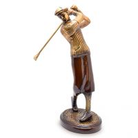 Ethnic Brass Golfer Shot Figurine Golden