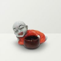 Shilp Orange Monk Tea Light Holder