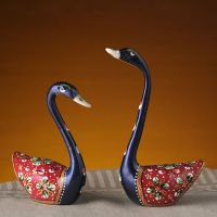 Aapno Rajasthan Twin Swan Set Crafted In Enameled Metal Set of Two Pieces