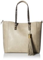 T-Shirt & Jeans Tote with Tassel and Printed Straps