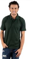 Blaze Solid Men's Polo Neck Dark Green T-Shirt