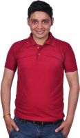 Gdivine Solid Men's Polo Neck Maroon T-Shirt