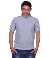 Gdivine Solid Men's Polo Neck Grey T-Shirt