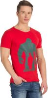 Incynk Printed Men's Round Neck Red T-Shirt