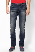 John Players Solid Blue Skinny Fit Jeans