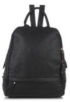 Miss Bennett London Black Mottled Pu Zip Front Backpack