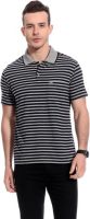 TAB91 Striped Men's Polo Neck Grey T-Shirt TAB91 Striped Men's Polo Neck Grey T-Shirt