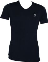 Tick Lish Solid Men's V-neck Dark Blue T-Shirt