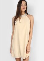 Vero Moda Beige Colored Solid Shift Dress