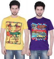 Zebu Printed Men's Round Neck Multicolor T-Shirt(Pack of 2)