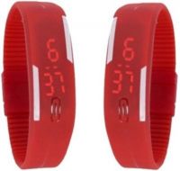 3wish LED RUBBER MAGNET 2 SET OF RED Digital Watch - For Boys, Girls, Men, Women