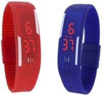 3wish LED RUBBER MAGNET RED BLUE Digital Watch - For Boys, Girls, Men, Women