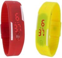 3wish LED RUBBER MAGNET RED YELLOW Digital Watch - For Boys, Girls, Men, Women