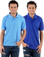 Blaze Solid Men's Polo Neck Multicolor T-Shirt(Pack of 2)