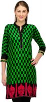 Cenizas Casual Geometric Print Women's Kurti(Green)