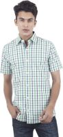 Eden Elliot Men's Checkered Formal Green, Black Shirt