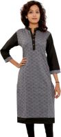 Fab Rajasthan Casual Self Design Women's Kurti(Grey, Black)
