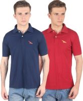 PRO Lapes Solid Men's Polo Neck Multicolor T-Shirt(Pack of 2)