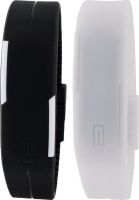 Pappi Boss Unisex Set of 2 Black & White Silicone LED Band Digital Watch - For Boys, Men, Girls, Women