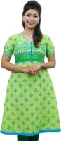 Aavaya Fashion Casual Printed Women's Kurti(Green, Blue)