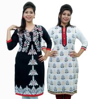Aavaya Fashion Casual Printed Women's Kurti(Pack of 2, Multicolor)