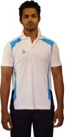 Aerotech Self Design Men's Polo Neck White T-Shirt