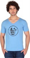 Anger Beast Printed Men's V-neck Light Blue T-Shirt