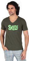 Anger Beast Printed Men's V-neck Green T-Shirt