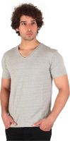 Anger Beast Solid Men's V-neck Grey T-Shirt
