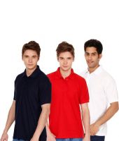 Atlanta Multicolor Cotton Blend Half Sleeves Polo T-Shirts - Pack of 3