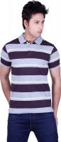 Austin Wood Striped Men's Polo Neck Grey T-Shirt