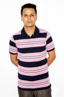 Austin Wood Striped Men's Polo Neck Pink T-Shirt