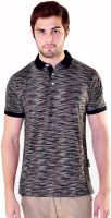 Avoir Envie Self Design Men's Polo Neck Brown T-Shirt